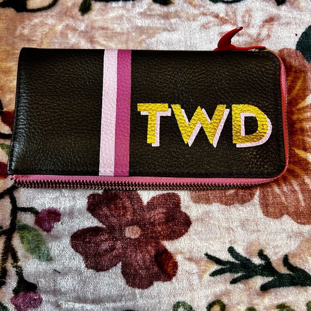 CORROON Brown Leather with Pink Stripes Women's Wallet TWD